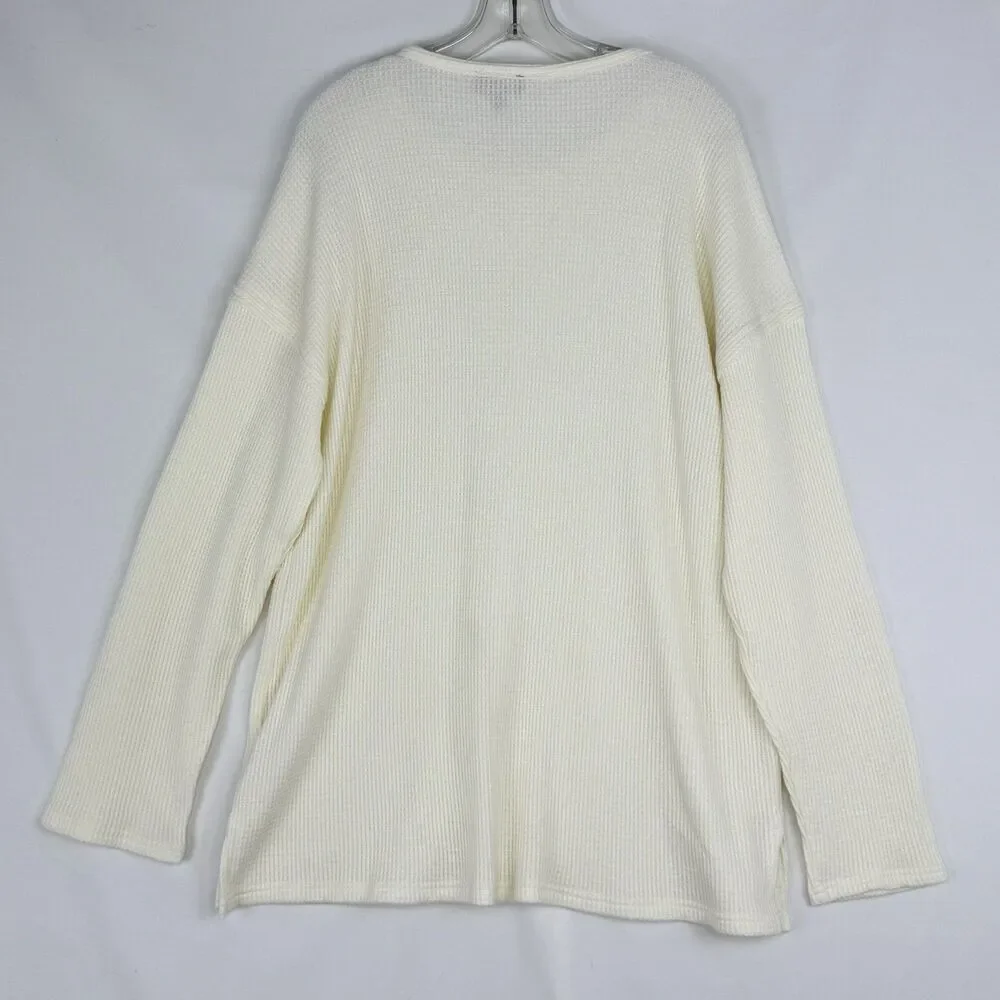Ninety Clothing Co XL Ivory Knit Sweater Relaxed With Button Accents